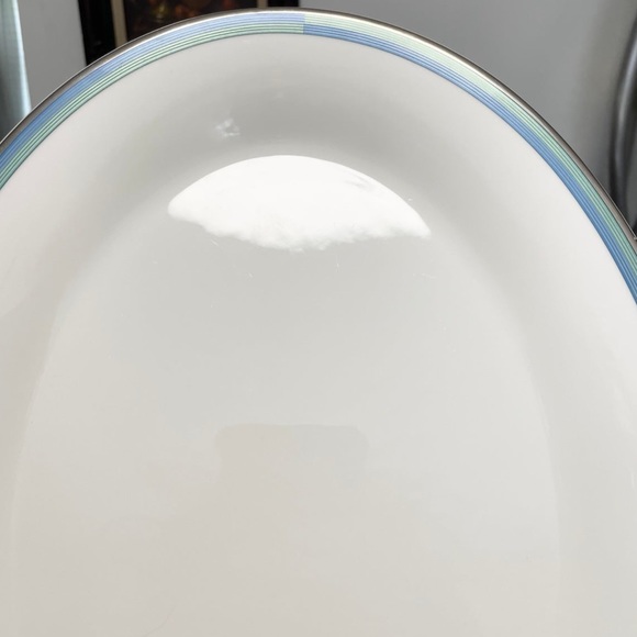 14" Oval Serving PlatterConnections Teal Blueby MIKASA - Picture 2 of 6